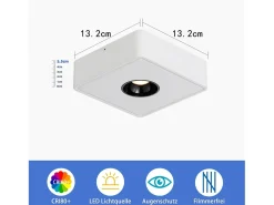 NETTLIFE Plafón-Foco LED 7W Cálido Foco de Techo Moderno Foco Plano y Cuadrado para Pasillo Cocina Comedor Blanco