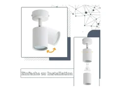 Clearance NETTLIFE Foco LED GU10 Giratorio 330° Ajustable Lámpara de Moderna Foco de Pared Industrial para Sala de Estar Dormitorio Blanco