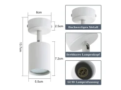 Clearance NETTLIFE Foco LED GU10 Giratorio 330° Ajustable Lámpara de Moderna Foco de Pared Industrial para Sala de Estar Dormitorio Blanco