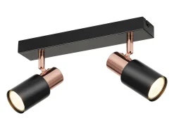 NETTLIFE Foco para techo negro GU10 - 2, lámpara de cocina con llama rotativa de 355° moderna industrial. Negro / Dorado Outlet
