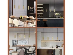 NETTLIFE Lámpara Suspendida-Gu10 Lámpara Colgante Oro Diam.170cm Metal 4 Bombillas - Lámpara de Mesa Industrial Moderna para Salón Cafetería Dormitorio Negro