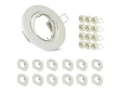 NETTLIFE Plafón-Kit 12 Focos GU10 Casquillos Empotrables en Marco 230 V 50 mm Metal Orientable 30° para LED Halógenos Blanco