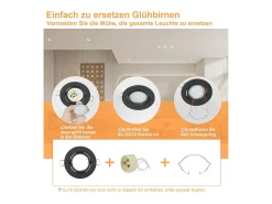 NETTLIFE Plafón-Kit 12 Focos LED empotrables GU10 Ajustables 30° Redondos Incluye casquillo con marco halógeno cromado Adecuado para centro de iluminación Negro