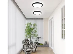 NETTLIFE LED - Iluminación de techo, plana, 18 cm - 15 W, , 6000 K - Iluminación moderna para la cocina, el pasillo, el dormitorio. Negro Sale