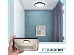 NETTLIFE LED - Iluminación de techo, plana, 18 cm - 15 W, , 6000 K - Iluminación moderna para la cocina, el pasillo, el dormitorio. Negro Sale