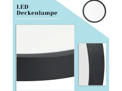 NETTLIFE LED - Iluminación de techo, plana, 18 cm - 15 W, , 6000 K - Iluminación moderna para la cocina, el pasillo, el dormitorio. Negro Sale