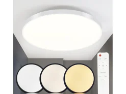 NETTLIFE Plafón-LED Lámpara de techoregulable sin escalonamientos IP44 37 x 2,5 cm Blanco