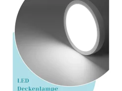 NETTLIFE , LED - Luz de techo, plana, 18 cm - 15 W, blanca, 6000 K - Iluminación moderna para la cocina, el pasillo, el dormitorio Negro