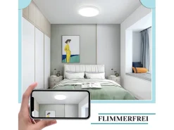 NETTLIFE , LED - Luz de techo, plana, 18 cm - 15 W, blanca, 6000 K - Iluminación moderna para la cocina, el pasillo, el dormitorio Negro