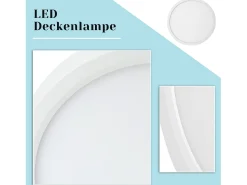 NETTLIFE , LED - Luz de techo, plana, 18 cm - 15 W, blanca, 6000 K - Iluminación moderna para la cocina, el pasillo, el dormitorio Negro