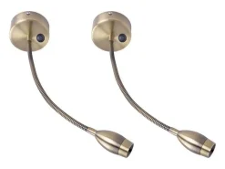 NETTLIFE LED Lector mural, lámpara de lectura, lámpara de cama mural, 2 lámparas de cama de cuello de cisne, bronce, 3W, 3000K, de cobre, 360°. Marru00f3n Sale