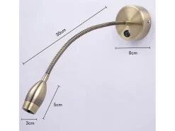 NETTLIFE LED Lector mural, lámpara de lectura, lámpara de cama mural, 2 lámparas de cama de cuello de cisne, bronce, 3W, 3000K, de cobre, 360°. Marru00f3n Sale