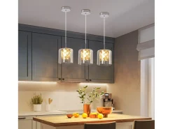 New NETTLIFE Lámpara colgante moderna de cristal G9 para comedor, altura ajustable Plateado