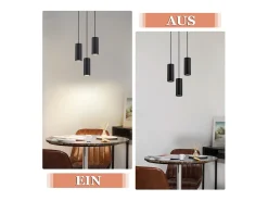 Outlet NETTLIFE Lámpara colgante de metal Diam.20 cm GU10 3 llamas mesa de salón lámpara industrial moderna para interior cocina Negro