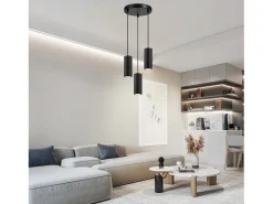 Outlet NETTLIFE Lámpara colgante de metal Diam.20 cm GU10 3 llamas mesa de salón lámpara industrial moderna para interior cocina Negro