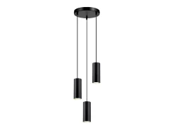 Outlet NETTLIFE Lámpara colgante de metal Diam.20 cm GU10 3 llamas mesa de salón lámpara industrial moderna para interior cocina Negro