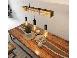 NETTLIFE Lámpara Suspendida-Lámpara colgante Comedor Mesa de comedor Madera vintage E27 Lámpara colgante 61 CM Industrial Marru00f3n