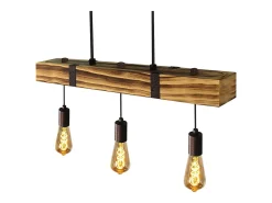 NETTLIFE Lámpara Suspendida-Lámpara colgante Comedor Mesa de comedor Madera vintage E27 Lámpara colgante 61 CM Industrial Marru00f3n