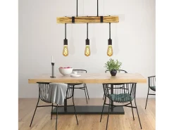 NETTLIFE Lámpara Suspendida-Lámpara colgante Comedor Mesa de comedor Madera vintage E27 Lámpara colgante 61 CM Industrial Marru00f3n