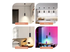NETTLIFE Lámpara Suspendida-Lámpara colgante de metal diámetro 170 cm GU10 1 llama moderna sala de estar industrial para interior cocina dormitorio Negro