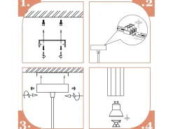 NETTLIFE Lámpara Suspendida-Lámpara colgante de metal diámetro 170 cm GU10 1 llama moderna sala de estar industrial para interior cocina dormitorio Negro