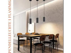 NETTLIFE Lámpara Suspendida-Lámpara colgante de metal diámetro 170 cm GU10 1 llama moderna sala de estar industrial para interior cocina dormitorio Negro