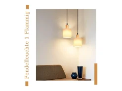 New NETTLIFE Lámpara colgante de madera blanca diámetro 173 cm E14 1 llama lámpara rústica vintage para habitación lámpara de tela para salón Blanco