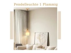 New NETTLIFE Lámpara colgante de madera blanca diámetro 173 cm E14 1 llama lámpara rústica vintage para habitación lámpara de tela para salón Blanco