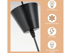 NETTLIFE Lámpara Suspendida-Lámpara Colgante Moderna E27 Diam.80cm Diseño Sombrero Policarbonato Máx.40W para Salón Comedor Cocina, Sin Bombilla Negro