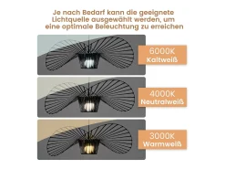NETTLIFE Lámpara Suspendida-Lámpara Colgante Moderna E27 Diam.80cm Diseño Sombrero Policarbonato Máx.40W para Salón Comedor Cocina, Sin Bombilla Negro