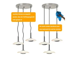Clearance NETTLIFE Lámpara colgante LED para mesa de comedor, diseño moderno, 3000 K, blanco cálido, 3 llamas Plateado