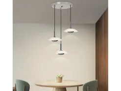 Clearance NETTLIFE Lámpara colgante LED para mesa de comedor, diseño moderno, 3000 K, blanco cálido, 3 llamas Plateado