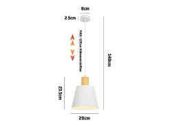 NETTLIFE Lámpara colgante vintage para comedor, 2 lámparas colgantes negras, lámpara colgante industrial E27, metal retro Blanco Hot