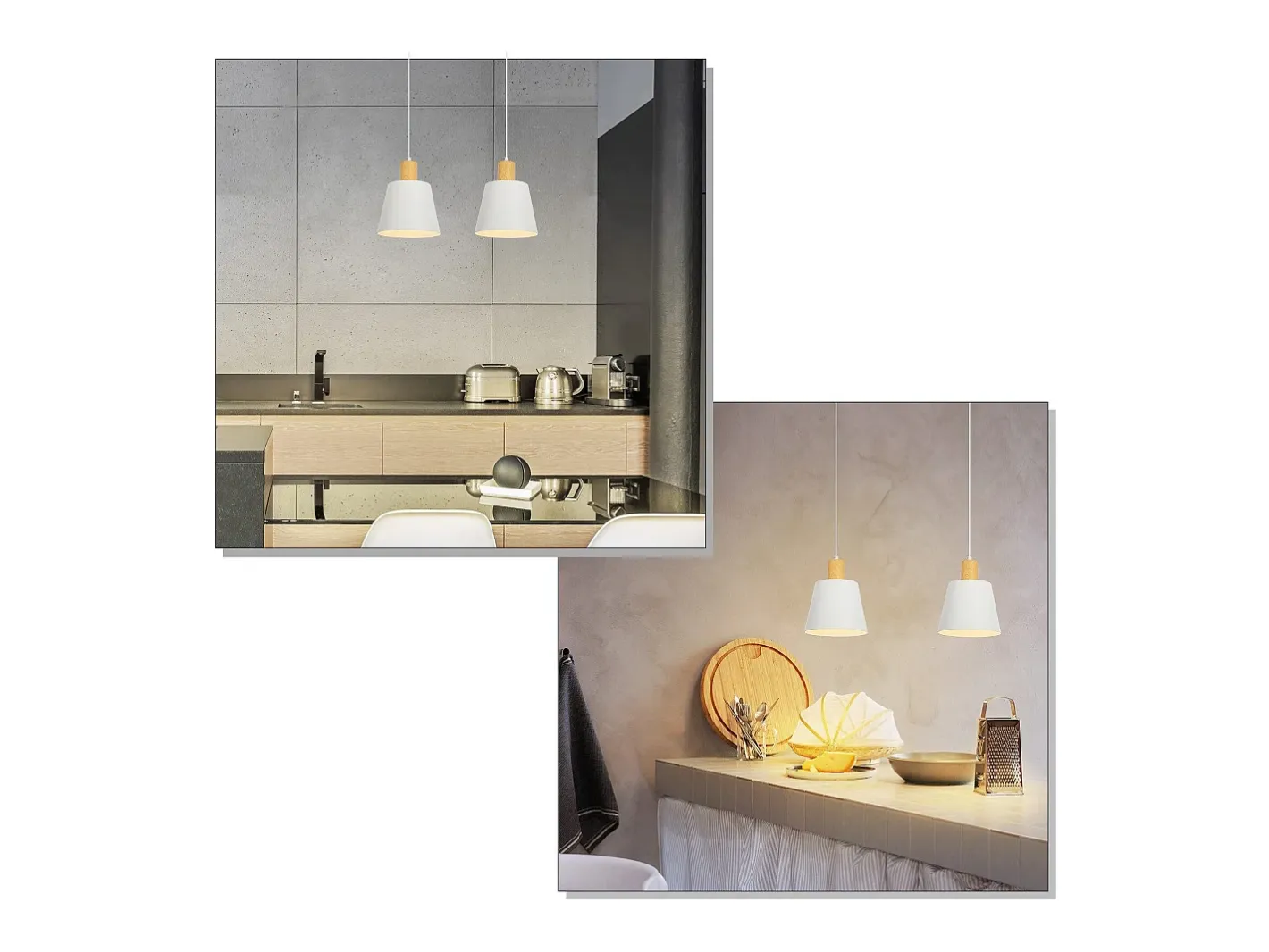 NETTLIFE Lámpara colgante vintage para comedor, 2 lámparas colgantes negras, lámpara colgante industrial E27, metal retro Blanco Hot