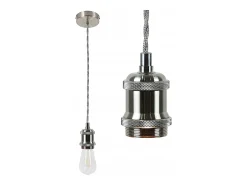 Sale NETTLIFE Lámpara Colgante Aluminio Plata Diam.10cm E27 Lámpara Vintage con Cable Industrial Edison de 1,3M con Marquesina para Salón Bar Pub Bodega Plateado