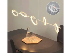 NETTLIFE Lámpara Suspendida-Lámpara colgante LED moderna de 31 W con anillos rotativos amovibles de luz blanca cálida 3000 K Blanco
