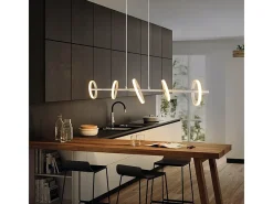 NETTLIFE Lámpara Suspendida-Lámpara colgante LED moderna de 31 W con anillos rotativos amovibles de luz blanca cálida 3000 K Blanco