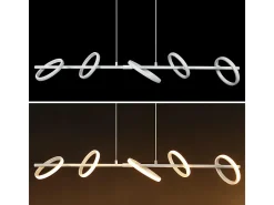 NETTLIFE Lámpara Suspendida-Lámpara colgante LED moderna de 31 W con anillos rotativos amovibles de luz blanca cálida 3000 K Blanco