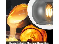 NETTLIFE Lámpara colgante para mesa de comedor, de cristal, 4 luces, vintage, E27, estilo retro. Negro