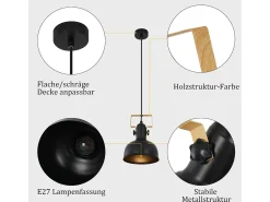 Online NETTLIFE Lámpara colgante vintage de 1 llama, , retro industrial, bombilla E27, máx. 40W. Negro
