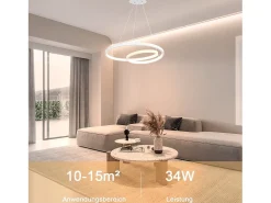 Best NETTLIFE Lámpara Colgante LED Moderna Hierro 34W Diam.40cm Regulable Un diseño creativo para Salón Dormitorio Cocina Blanco