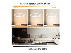 Best NETTLIFE Lámpara Colgante LED Moderna Hierro 34W Diam.40cm Regulable Un diseño creativo para Salón Dormitorio Cocina Blanco