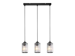 NETTLIFE Lámpara Suspendida-Lámpara colgante moderna de cristal para mesa de comedor, 3 llamas, E27 Negro