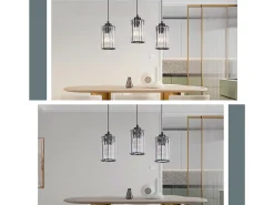 NETTLIFE Lámpara Suspendida-Lámpara colgante moderna de cristal para mesa de comedor, 3 llamas, E27 Negro