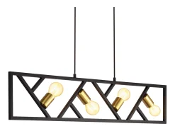 Outlet NETTLIFE Lámpara Colgante Vintage y Dorado 4 llamas E27 Metal Diam.100CM Lámpara Retro de Comedor para Sala Cocina Negro