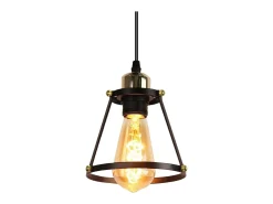 NETTLIFE Lámpara Suspendida-Lámpara colgante E27 Diam.15cm metal vintage para comedor cocina salón restaurante 150cm Negro