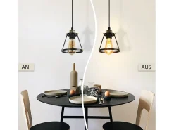 NETTLIFE Lámpara Suspendida-Lámpara colgante E27 Diam.15cm metal vintage para comedor cocina salón restaurante 150cm Negro