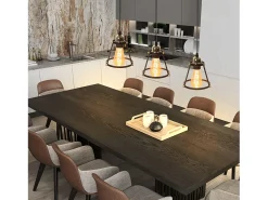 NETTLIFE Lámpara Suspendida-Lámpara colgante E27 Diam.15cm metal vintage para comedor cocina salón restaurante 150cm Negro