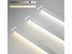 NETTLIFE Lámpara Suspendida-Lámpara Colgante LED 32W Diam.107CM Moderna Aluminio Regulable Altura Regulable con Diseño Largo Lineal para Blanco