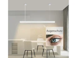 NETTLIFE Lámpara Suspendida-Lámpara Colgante LED 32W Diam.107CM Moderna Aluminio Regulable Altura Regulable con Diseño Largo Lineal para Blanco